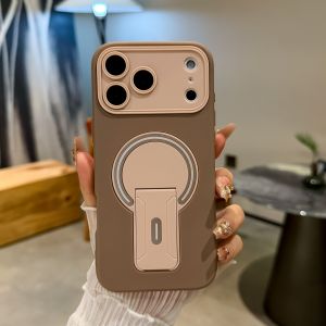 Luxury Fold Stand Holder Shockproof Matte Case For iPhone 17 16 14 15 Plus 13 12 11 Pro Max For Magsafe Wireless Charge Cover
