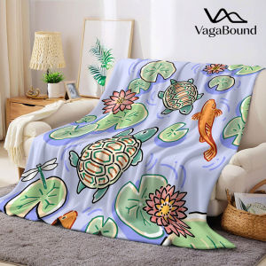 Pond Turtle Flannel Blanket Warm Soft Halloween Christmas Decorative Couch Warm Cozy All-Season Gift