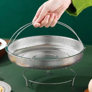 Stainless Steel Food Steamer Basket Pressure Cooker Steamer Basket with Handle Steaming Grid Drain Drainer Cooking Utensils