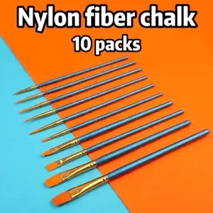 Watercolor Paint Brush Set 10PCS Drawing Acrylic Wooden Handle Painting Brushes Art Supplies