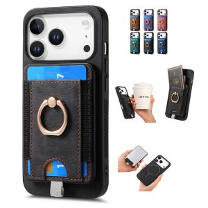 for iPhone 17 Pro max 16 15 14 13 Phone Case Wallet with Card HolderPU Leather Flip Folio CaseRFID Blocking Ring Holder Kickstand Wrist Strap Magnetic Protective Women Men Cover for iPhone 17 Pro Black