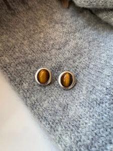 CAFFTI | Natural Tigers Eye 925 Sterling Silver Luxurious Earrings