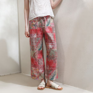 Miccbeirn | กางเกงขายาวทรงหลวมสไตล์ย้อนยุคแบบพิมพ์ลายชาติพันธุ์สไตล์ย้อนยุค ทรงหลวม ทรงตรง กางเกงขายาวทรงหลวม ทรงหลวม ทรงหลวม