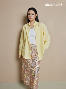 Plusmall Spring Collection Lightweight Breathable Shirt Collared Embroidered Heavy Duty Half Skirt Set Womens Fashion Ensemble