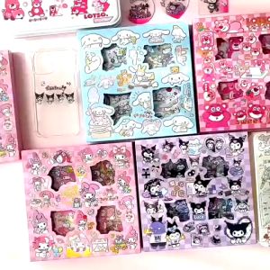 🔥chageey👍 Stickers 25 Sheets PET Sanrio Kuromi Journal Account Material Decorative Stickers melody cinnamoroll Students Children Gift Stickers