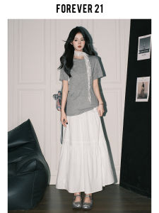 White A-Line Mini Skirt Womens Korean Style Early Autumn Draped Cake Skirt High Waist Wide Hem Fairy Long Skirt Forever21