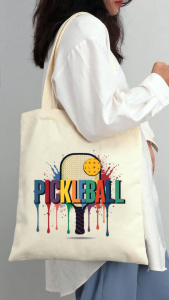PICKLEBALL Canvas Tote Bag Aesthetic Shoulder Bag Eco Friendly Reusable Shopping Bag Large Capacity Casual Everyday Tote for Women and Men Kawaii Korean Style School Office Travel Beach Bag Durable Lightweight Gift Idea