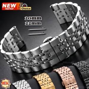 Flat End Solid Stainless Steel Watch Band 20mm 22mm for Tissot Butterfly Buckle Business Wristband for Seiko Bracelet for Rolex