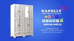 LEMARI PAKAIAN PLASTIK NAPOLLY MEDIUM CABINET GANTUNG+ CERMIN + DRAWER + 4 TOWER [NAPBOX]
