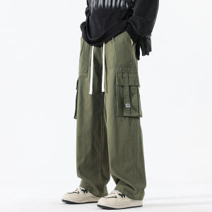 American High Street Pure Cotton Casual Pants Mens Spring Autumn Style Trendy Loose Straight Workwear Pants Versatile Wide Leg Long Pants