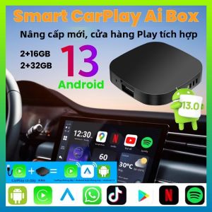 Hộp AI Mini Thông Minh 2+32GB Android 13 Hỗ Trợ CarPlay Android Auto Không Dây Xem Netflix YouTube Tương Thích Với 99% Xe Hơi