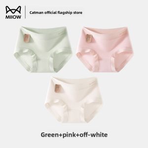 miiow | Pure Cotton Ladies Underwear Breathable Bare Sensation Seamless Triangle Shorts Comfortable Briefs Womens Mid Waist Cotton Panties