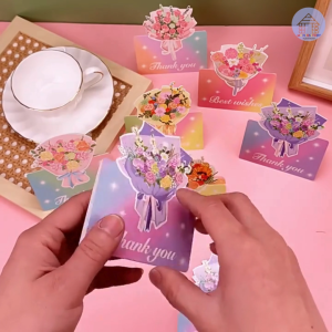 Elegant Floral 3D Bouquet Greeting Cards for Mothers Day & Birthday