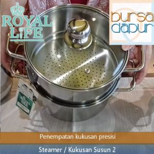 Royal Life Stainless Steamer Set 20 cm x 2 Susun / Kukusan Susun Stainless 20 cm x 2 susun