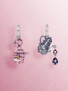 💖Swarovski💖(New) Alice in Wonderland cat and teapot diamond earrings S925 sterling silver womens fashion earrings hypoallergenic non-allergenic Valentines Day gift birthday gift for girlfriend bestie