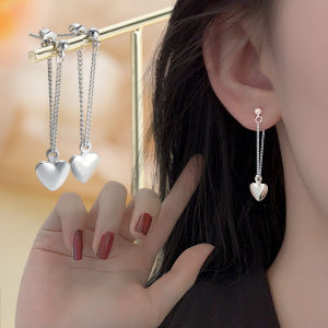 925 Sterling Silver Earrings for Women Heart Chain Earring Jewelry Prevent Allergy Party Accessories Gift Heart Earrings