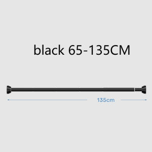 Black 65-255cm Adjustable Stainless Steel Clothes Drying Rack No-Drill Telescopic Pole Curtain Rod for Balcony Bathroom