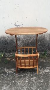 OTOPMAISAK โต๊ะวางของไม้สัก ขนาด 50*70*70 ซม. โต๊ะอเนกประสงค์ไม้สัก โต๊ะกระเช้าใหญ่สีดาวงรี ไม้สัก