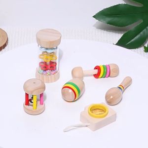 Baby 1st Musical Instruments 6PCS Wooden Percussion Musical Instruments Toy Set for Kids Toddlers Preschool Educational Music Toys