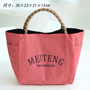 กระเป๋าถือแบบพกพาสำหรับเดินทาง กระเป๋าใส่อาหาร กระเป๋าถือกันน้ำสีพื้น กระเป๋าแม่แบบอเนกประสงค์สำหรับเดินทางไปทำงานในชีวิตประจำวัน