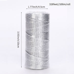 1pc 328 Feet Twine String Metallic Bakers String Gold Silver Wrapping Twine String for Rope Ribbon Crafts Christmas Home Decor