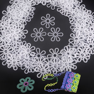 20/30/50/100 PCS พลาสติกสีขาวเบญจมาศโครเชต์ตาข่ายหกกลีบดอกไม้ Linings ทําด้วยมือสําหรับ DIY กระเป๋าอุปกรณ์เสริม