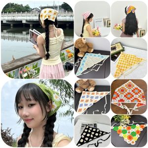 ผ้าพันคอสามเหลี่ยมลายดอกเห็ดแฮนด์เมด ผ้าคลุมศีรษะ หมวก ผ้าคลุมศีรษะ ผ้าคลุมไหล่ ผ้าไหม ผ้าฝ้ายเทียม ลายดอกไม้ ฤดูใบไม้ผลิและฤดูใบไม้ร่วง