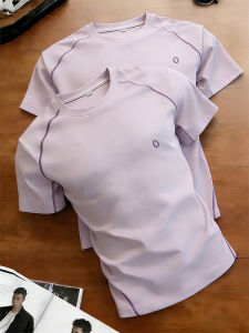 OUMULONG | Pink Purple Moisture-wicking Lightweight Breatheable Ice Silk Sun-protective T-shirt