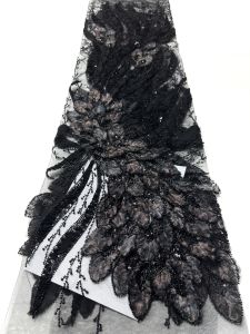 African 3D Flower Nigerian French Net Groom Embroidery Tulle Sequins Lace Fabric Beautiful Luxurious Heavy Beaded For Wedding