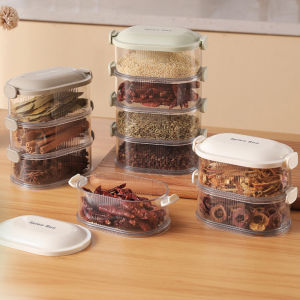 Multi Tiers Spices Organiser Leakproof Container Stackable Kitchen Storage Box For Salt Pepper Seasonings Seal Proof Box