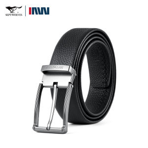 SEPTWOLVES Leather Belt Cowhide Polished Men’s Durable Top Grain pin clip zinc alloy buckle Leather Gift Ready Packaging