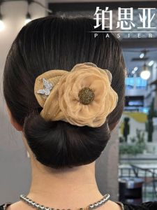 Platinum Siya Hair Accessories Champagne Rose Flower Barrettes Elegant Graceful Low Hair Band Bud-like Hair Style Bean Bag Banana Clip