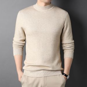 IELGY New Spring and Autumn Solid Color Half-turtleneck Mens Slim-fit Sweater Mens Youth Base Sweater Mens Clothing
