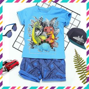 [Cao Cấp Cực Đẹp] Đồ Bộ Bé Trai Size Đại 10kg-40kg Chất Cotton Co Giãn 4 Chiều Mềm Mịn Rất Mát Hình Khủng Long-1409/10