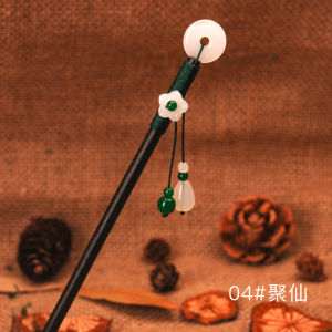 Handcrafted Floral Wreath Hairpin Wooden Hairpin Womens Traditional Style Hair Accessories Bun Headwear Simple Ancient Style
