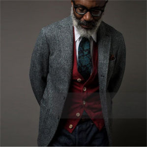 Áo Blazer Nam Màu Xám Đậm Chất Liệu Vải Tweed Kẻ Xương Cá Ve Áo Notch Đơn Hàng Khuy Kiểu Dáng Thể Thao Thường Ngày Thích Hợp Cho Đám Cưới Phù Rể Dạ Hội Chất Liệu Cotton Pha Polyester Và Len.