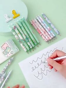 6Pcs/set Gel Pen 0.5mm Ink Press Pen Signature Pen Cartoon Ballpen Creative Stationery Black Pen Office School Supplies