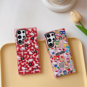 Samsung Galaxy S24Ultra S24+ S23 S23Plus S23Ultra Cute Pink kitty pattern phone soft TPU case with glitter and anti-slip design S22Ultra S25Ultra