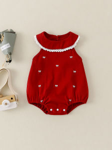 Summer Thin Princess Style Baby Girl Outfit Newborn One-Month Full-Month Red Baby Clothes Cotton Triangle Romper Suit