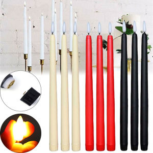28cm LED Long Pole Electronic Emulation Candles Battery Operated Flickering Flameless Ivory Taper Candle for Home Party Decoration