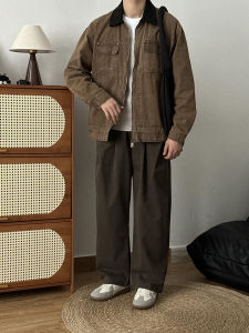 OUMULONG | Khaki Detroit Worker Jacket Men Autumn Cool Fashion Short Fit