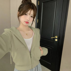 Slim Fit Hoodie Womens Jacket 2025 New Autumn Winter Short Style Spring Summer Open Cardigan Fleece Lavender Early Autumn