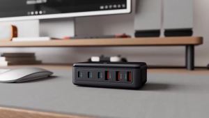 Rocoren USB Charger 100W GaN Charger 6-ports Desktop Fast Charging Type C Charger Portable Power Station For iPhone Xiaomi POCO