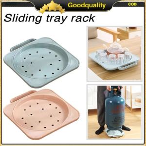 Moveable Gas Tank Swivel Bracket Plastic Base Basin Holder With Pulley Moveable Rolling Storage Tray