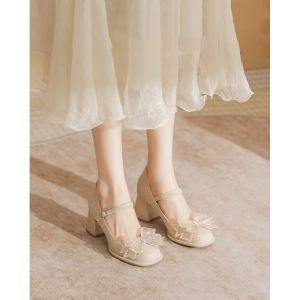 Mary Jane รองเท้าส้นสูงแพลตฟอร์มกันน้ําสําหรับแม่บ้านเจ้าสาว ชุดกี่เพ้า สไตล์เจ้าหญิงส้น ผู้หญิง รองเท้า ทันสมัย รองเท้าปาร์ตี้