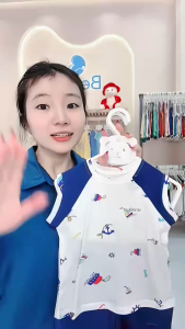 Bộ ba lỗ cài chéo BENTY phối họa tiết xinh yêu chất cao cấp mềm mát bé mặc vận động thoải mái