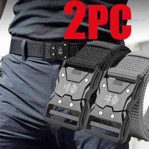 2PCS-Men’s Tactical Nylon Belt Military Canvas Belt Lightweight Breathable for Outdoor Work