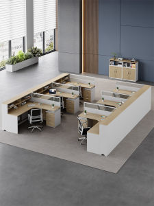 Modern Minimalist Office Desk Workstation for 4/6 People Computer Desk Chair Combination T-shaped E-shaped F-shaped L-shaped