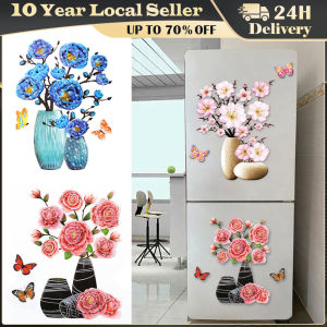 Refrigerator Sticker 3D Stereo Vase Wall Sticker Self-adhesive Wall Painting Bedroom Living Room Background Wall Decoration