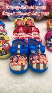 Giày vải tập đi cho bé trai bé gái sơ sinh có chống trơn trượt chất vải mềm mịn Họa tiết hình thú siêu xinh - Dép tập đi cho bé